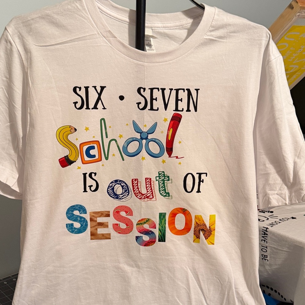 Women's White 'Six Seven School Is Out Of Session' Graphic Tee